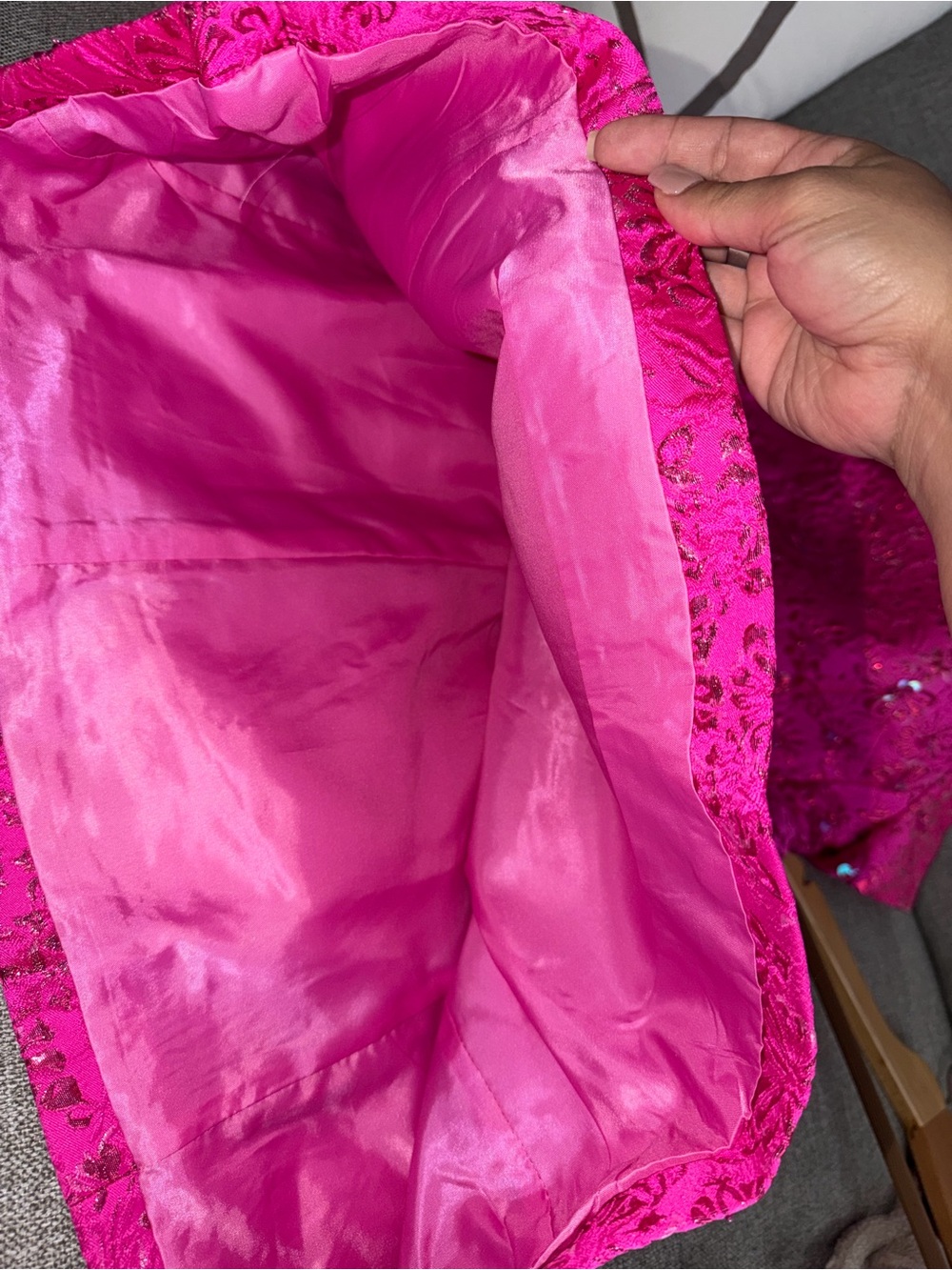 Women’s Hot Pink Floral Embroidered Mini Dress - Picture 4 of 4